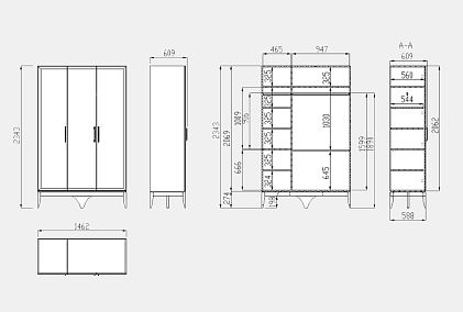 Шкаф для одежды "Коста" 3-х дв. без зеркала
