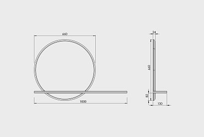 Зеркало настенное с полкой "Wallstreet" (круглое); *А-012.12Б; к-бейц-масло, п-белый