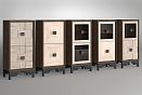 Тумба высокая "Cube Design" 2; фасад "шашки+стекло"; *КМ-009.63с; левая; серый дуб, белёный дуб