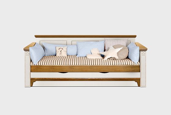 Кровать-диван под два матраса "Бриансон" массив и шпон дуба, МДФ 18