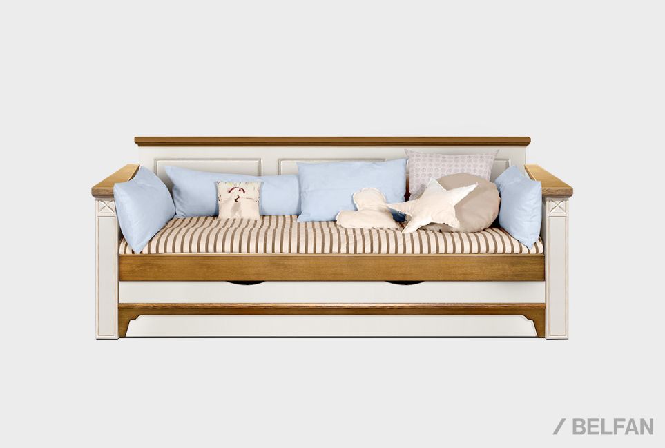 Кровать-диван под два матраса "Бриансон" массив и шпон дуба, МДФ 2