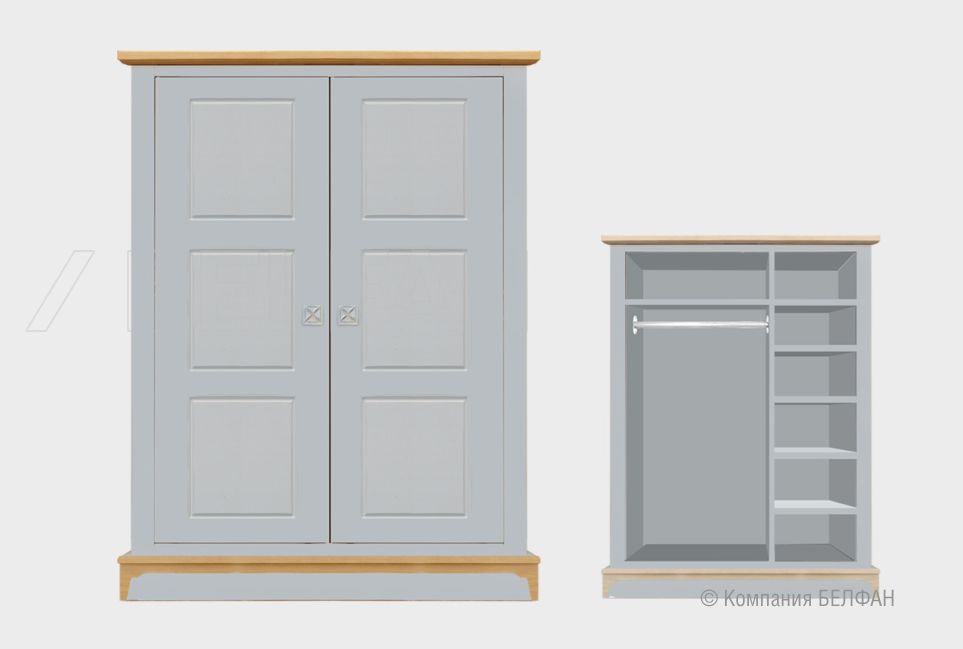 Шкаф для одежды 2-х дверный "Brianson" массив и шпон дуба, МДФ 3