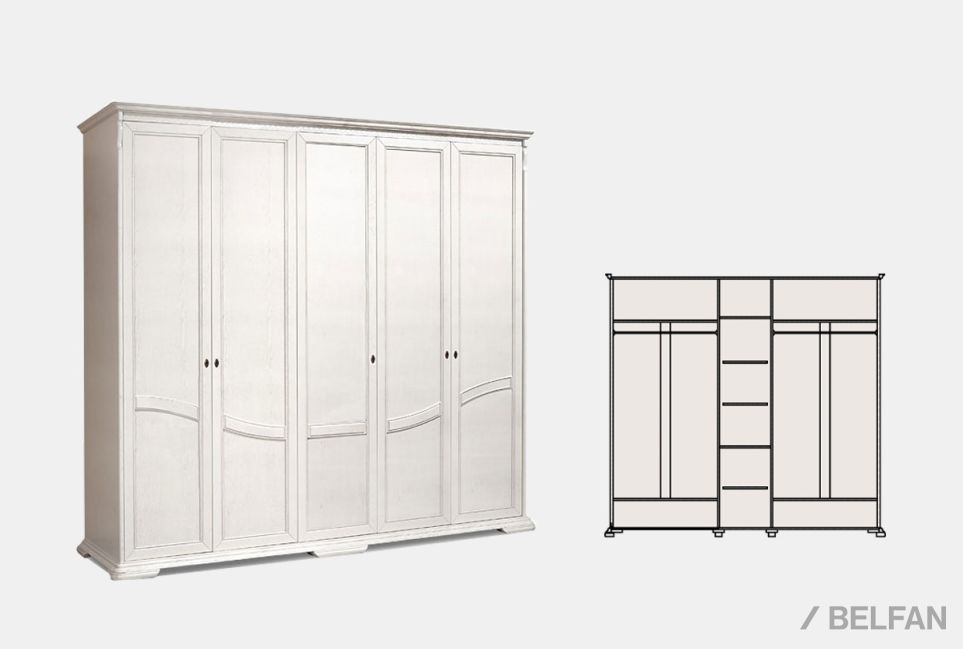 Шкаф для одежды 5-ти дв. "Лика" (без зеркала) массив и шпон дуба 2