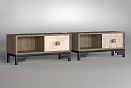 Тумба под ТВ "Cube Design" 2; фасад "косынка"; *КМ-009.112 ТВ; ящик справа; серый дуб, белёный дуб