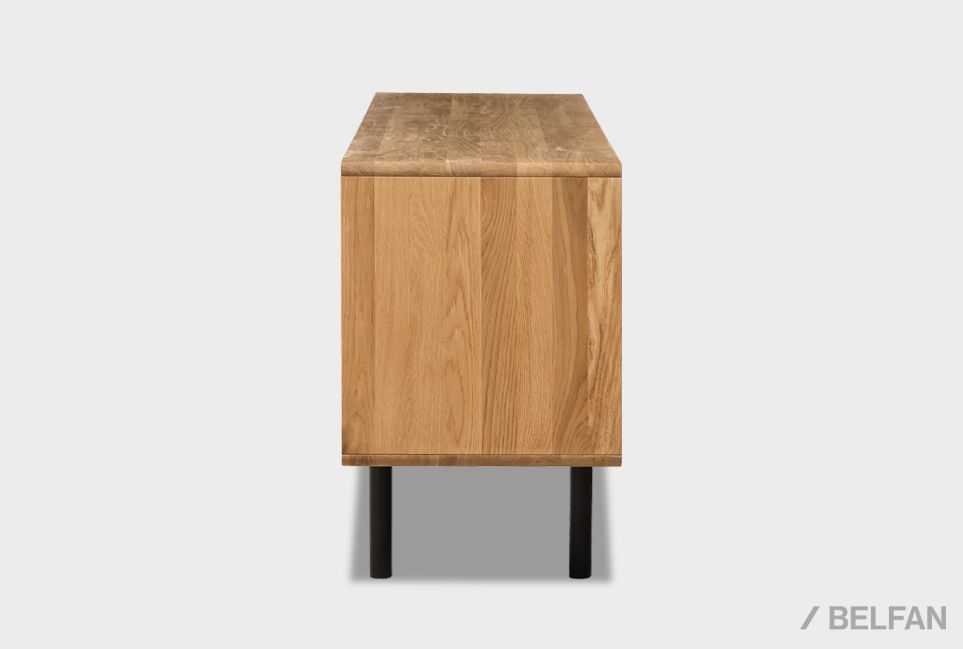 Тумба под ТВ высокая "Норман" 4 с нишей (левая) массив дуба, МДФ, металл 5