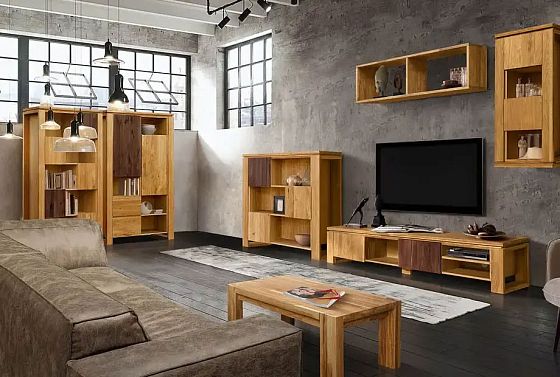 Шкаф настенный вертикальный "Берген" (левый) массив и шпон дуба 6