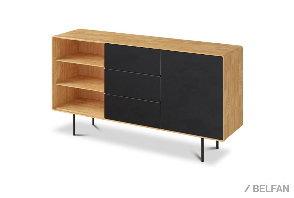 Тумба "Norman" 3 с нишей (левая) массив дуба, МДФ, металл 1