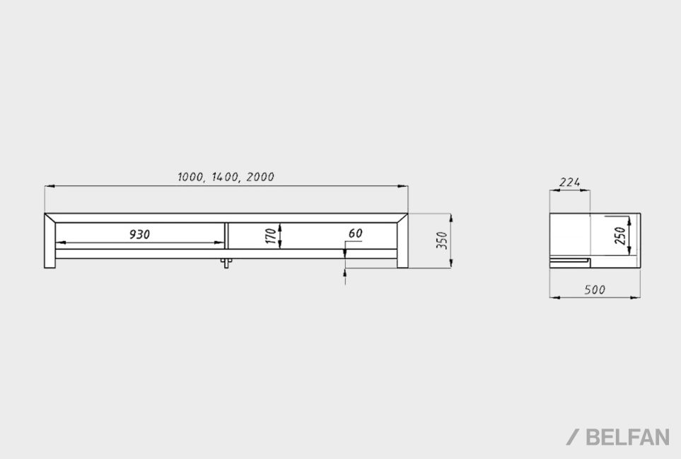 Тумба под ТВ "Art Collection" 140 (с нишами) массив дуба 4