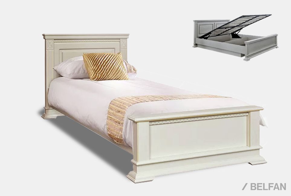 Кровать "Верди Люкс" (низкое изножье) с подъемным механизмом массив и шпон дуба 1