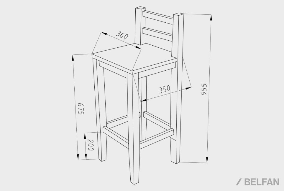 Стул барный "Берген" П массив дуба 4