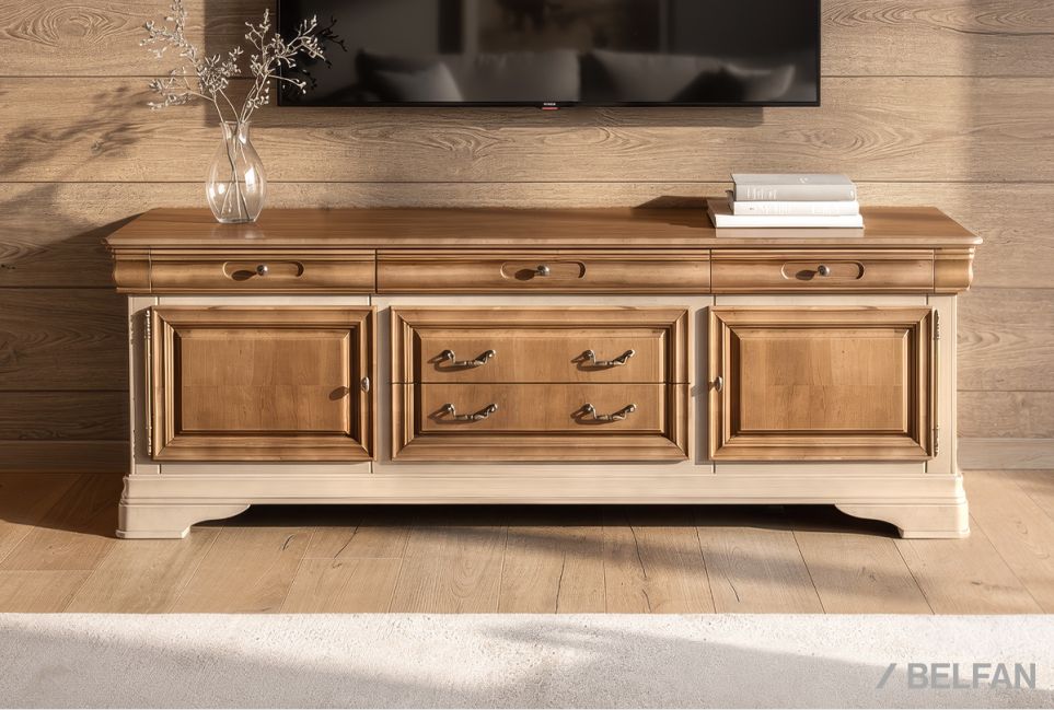 Тумба под ТВ "Оливия" 3 массив и шпон ольхи 1