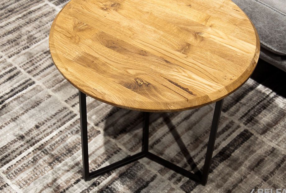 Стол журнальный "Art Collection" круглый 50 массив дуба, металл 2