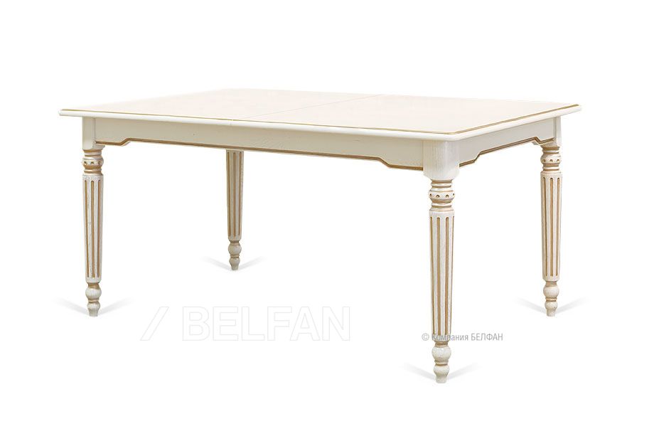 Стол обеденный "Давиль"; раскл.; белая эмаль с золотой патиной