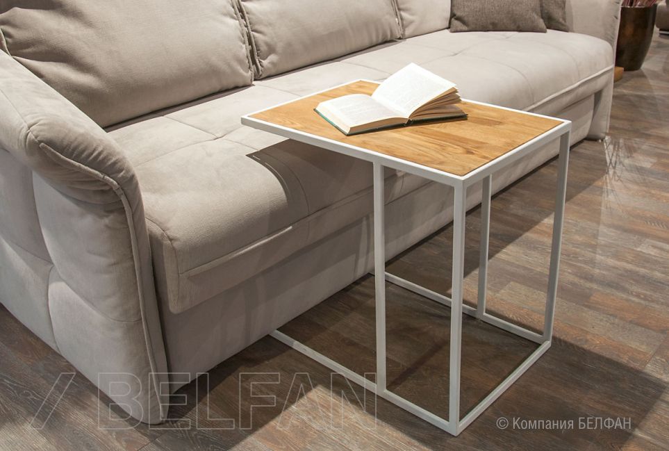 Стол кофейный "Art Collection" приставной массив дуба, металл 3