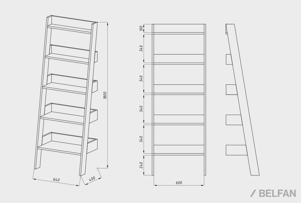 Стеллаж "Ирвинг" массив дуба 9