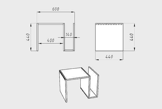 Стол приставной "Art Collection" (фигурный) массив дуба 4