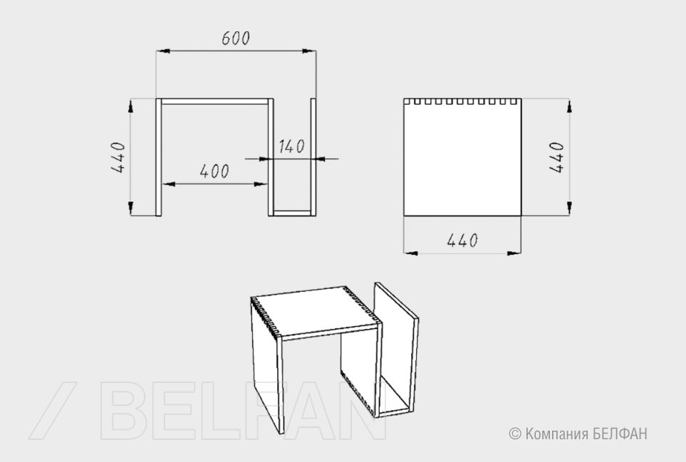 Стол приставной "Art Collection" (фигурный) массив дуба 3
