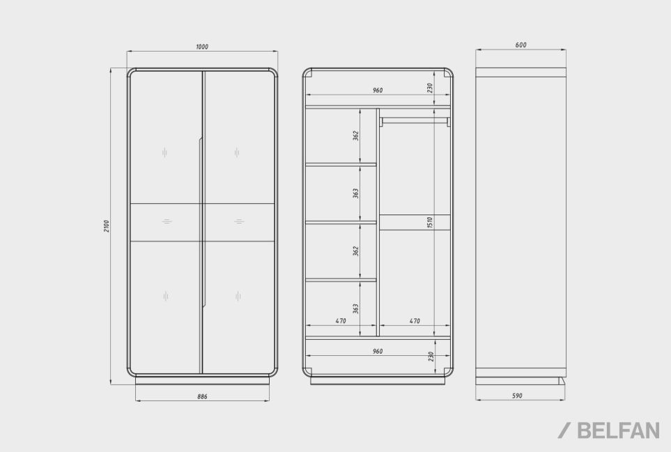 Шкаф для одежды 2-х дверный "Монблан" массив дуба 3