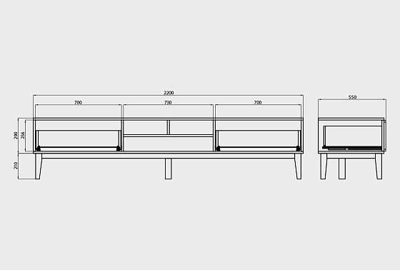 Тумба под ТВ "Chicago" 220 массив и шпон дуба 3