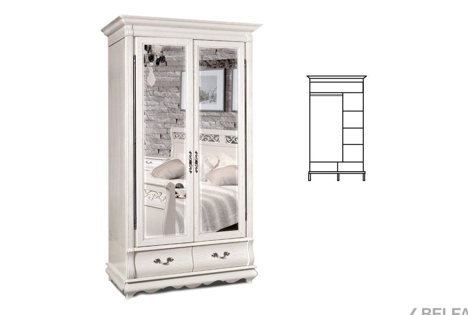 Шкаф для одежды "Тэфи" 2-х дв. с зеркалом массив и шпон дуба 1