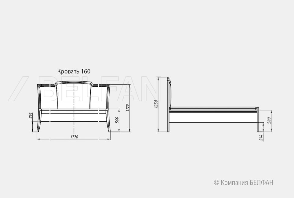 Кровать "Costa" (низкое изножье) массив и шпон дуба 4