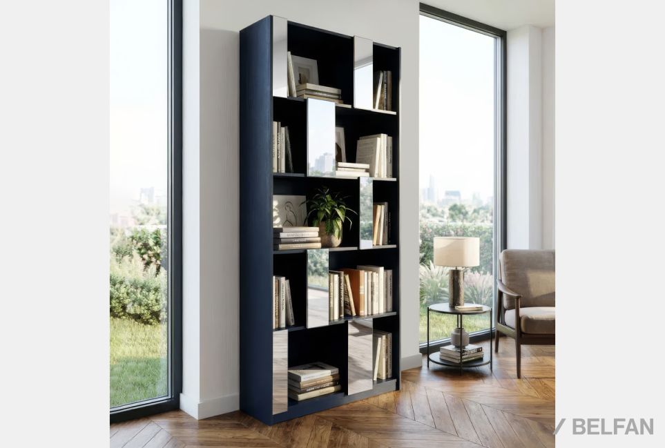 Стеллаж "Сакраменто" 100 (с зеркалами) МДФ, шпон дуба 1