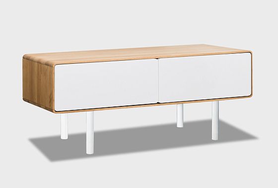 Тумба под ТВ низкая "Норман" 2 массив дуба, МДФ, металл 5