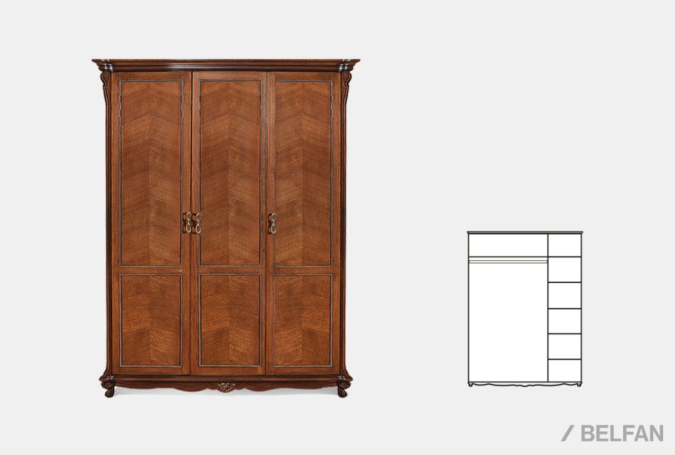 Шкаф 3-х дв. "Алези" (без зеркала) массив и шпон дуба 2