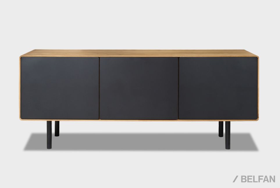 Тумба под ТВ высокая "Norman" 3 массив дуба, МДФ, металл 2