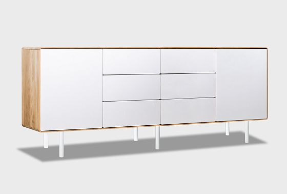 Тумба "Норман" 4 (с ящиками) массив дуба, МДФ, металл 6