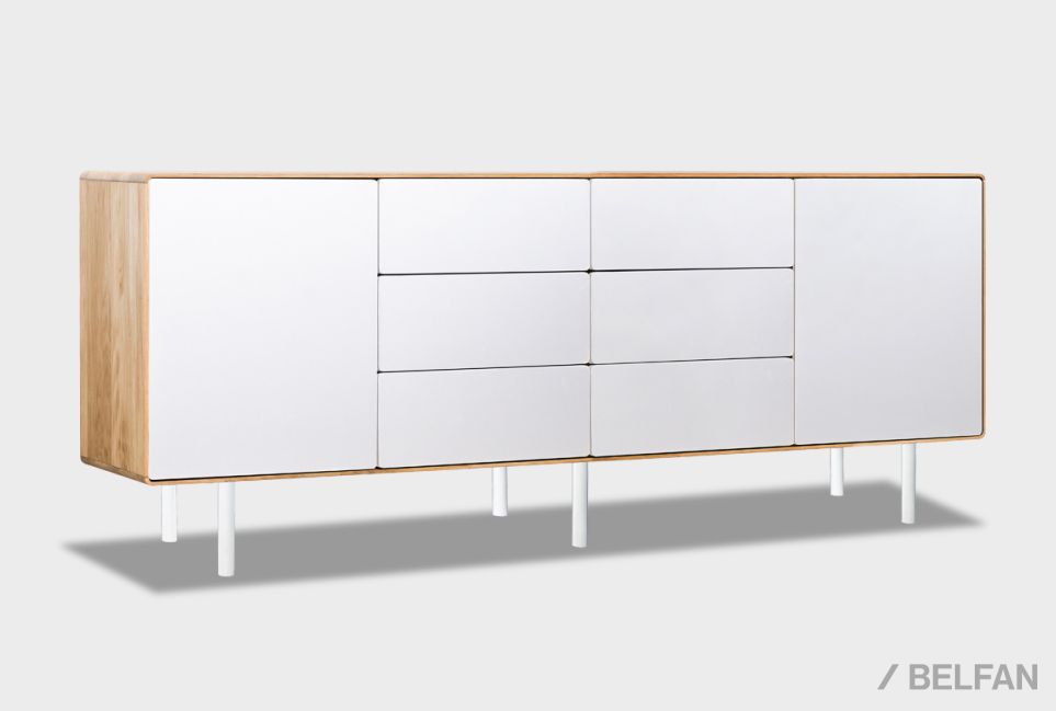 Тумба "Норман" 4 (с ящиками) массив дуба, МДФ, металл 1