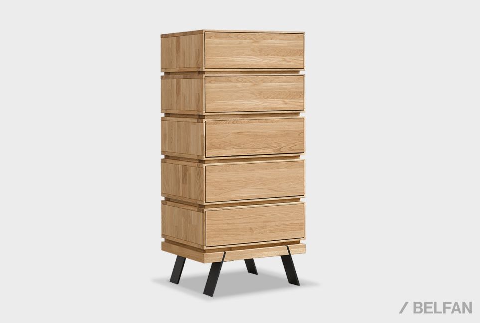 Комод высокий "Этна" без декора (фигурный) массив дуба, металл 1