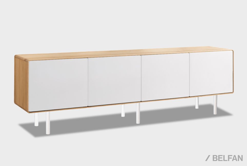 Тумба под ТВ высокая "Норман" 4 массив дуба, МДФ, металл 1