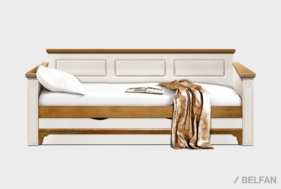 Кровать-диван под два матраса "Бриансон" массив и шпон дуба, МДФ 15