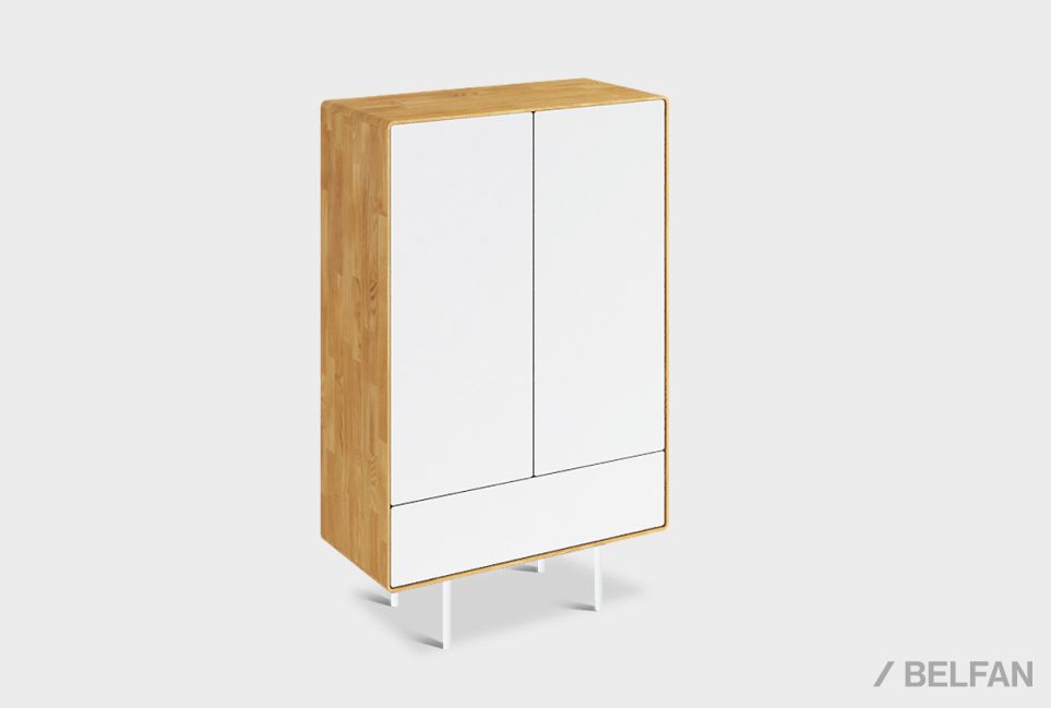 Тумба высокая "Норман" 2 массив дуба, МДФ, металл 1