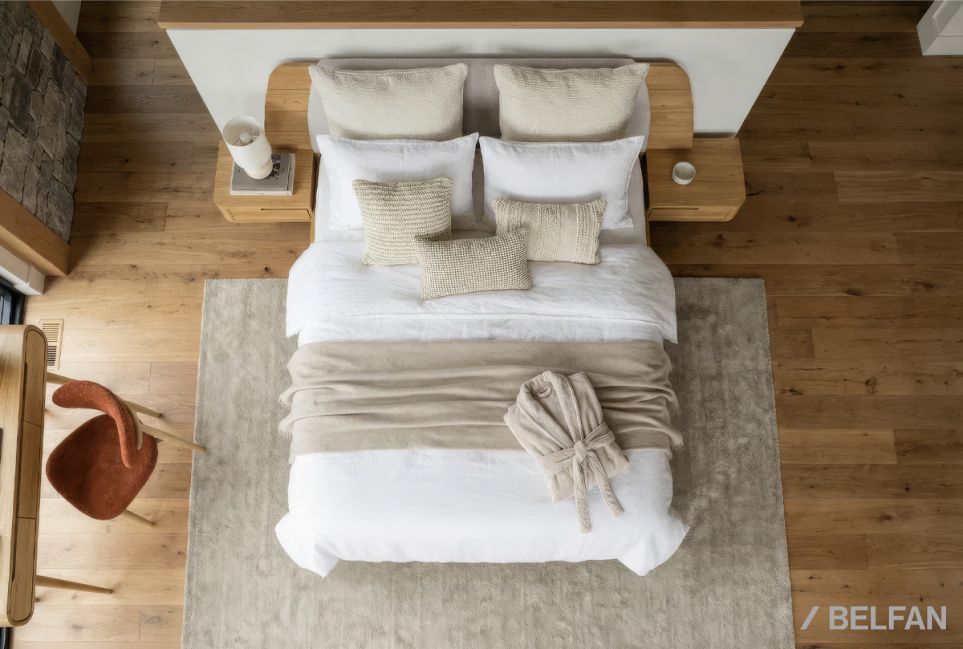 Кровать "Монблан" (с прикроватными тумбами) массив дуба 4