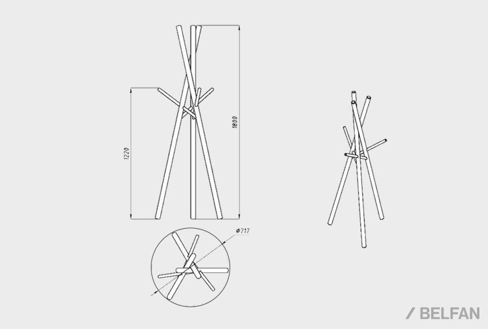 Вешалка напольная "Art Collection" массив дуба 4