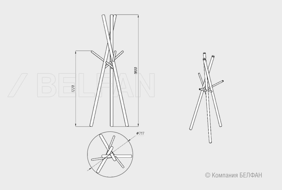 Вешалка напольная "Art Collection" массив дуба 4