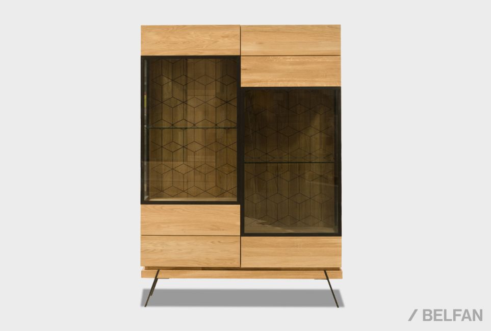 Тумба высокая "Этна" (стекло) массив дуба, металл 5