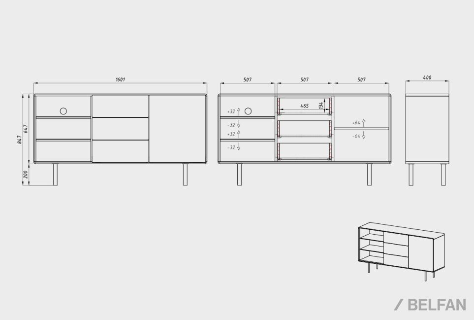 Тумба "Норман" 3 с нишей (левая) массив дуба, МДФ, металл 9