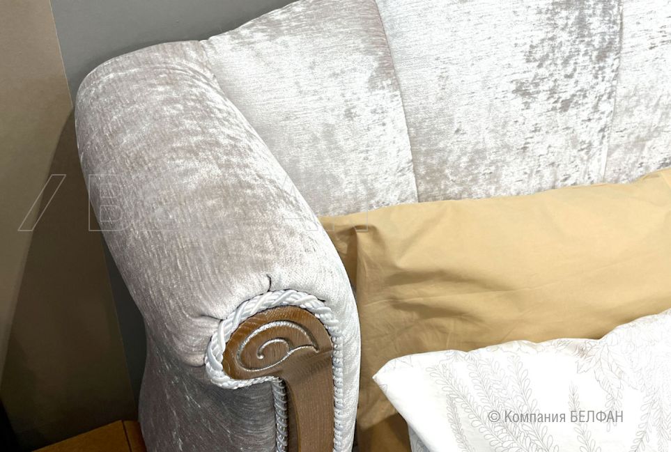 Кровать с мягким изголовьем (осн. дер) "Трио" массив и шпон дуба 7