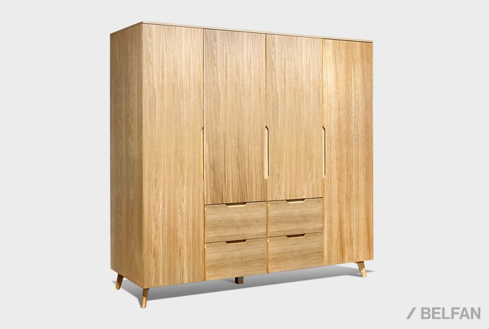 Шкаф для одежды 4-х дверный "Elva" массив и шпон дуба 2