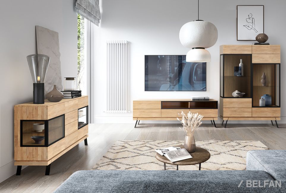 Тумба под ТВ "Etna" 180 (с нишей) массив дуба, металл 3