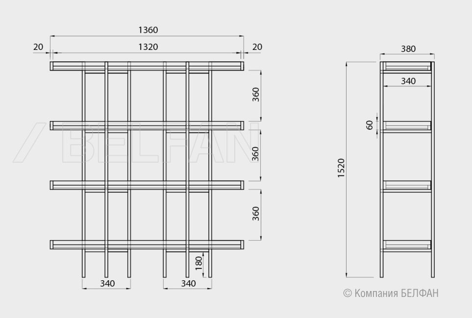 Стеллаж открытый "Cube Design" 4 массив дуба 4