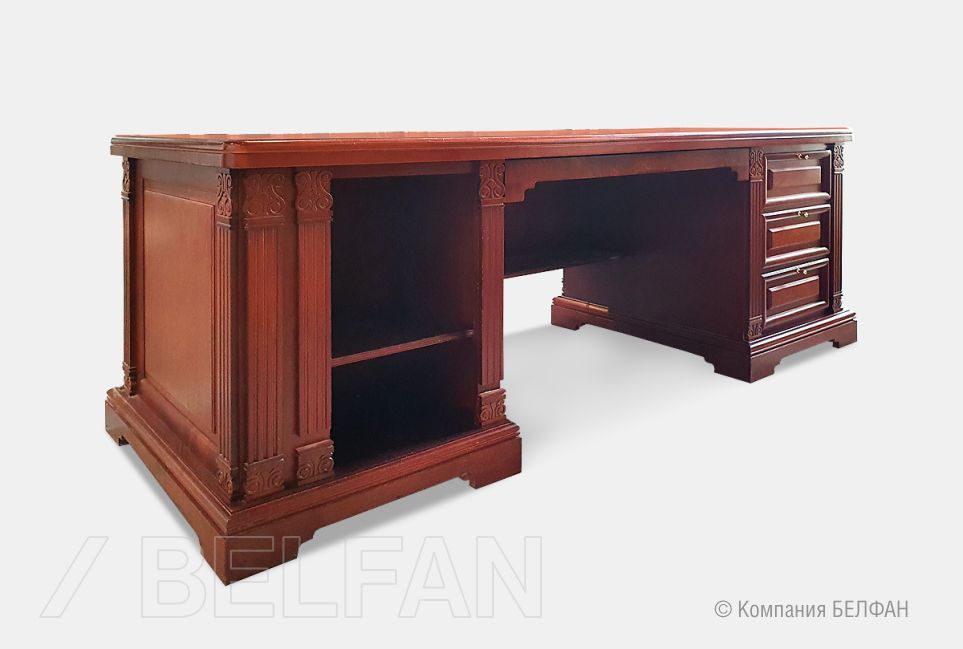 Стол рабочий с приставками "Престиж" массив и шпон берёзы 1