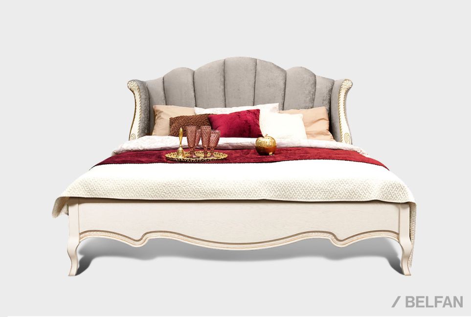 Кровать с мягким изголовьем (осн. дер) "Трио" массив и шпон дуба 1