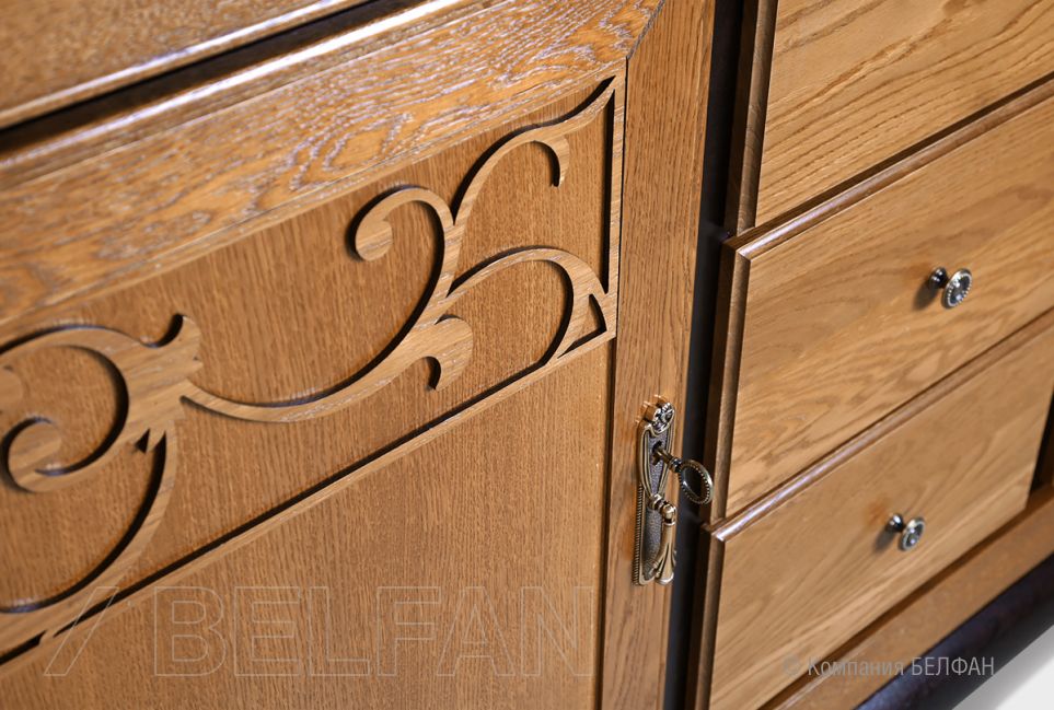 Тумба "Соната" 3 (с ящиками) массив и шпон дуба 4