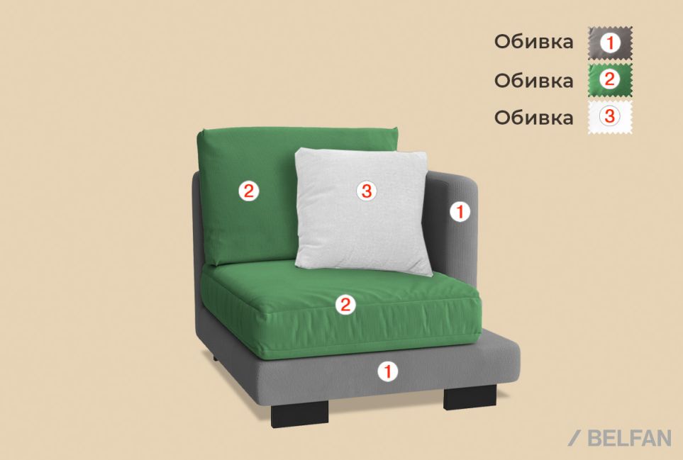 "Леформ" секция 1-но местная с подлокотником 2