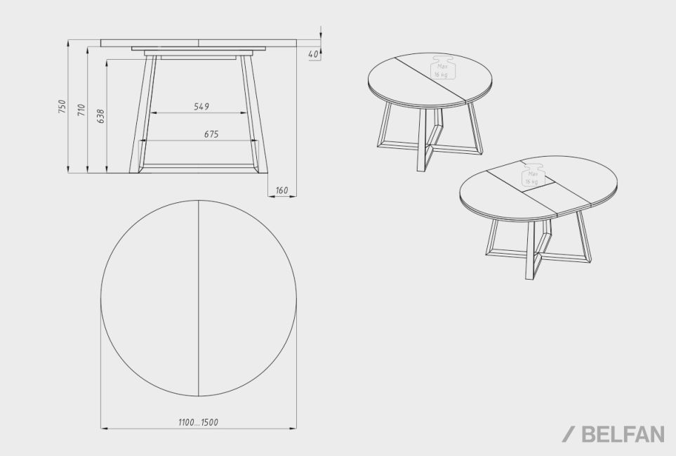 Стол обеденный "Мидгард" (раскладной) массив дуба 6