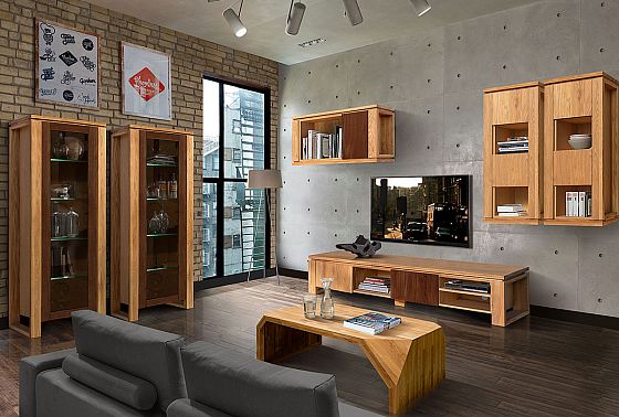 Шкаф настенный вертикальный "Берген" (левый) массив и шпон дуба 6